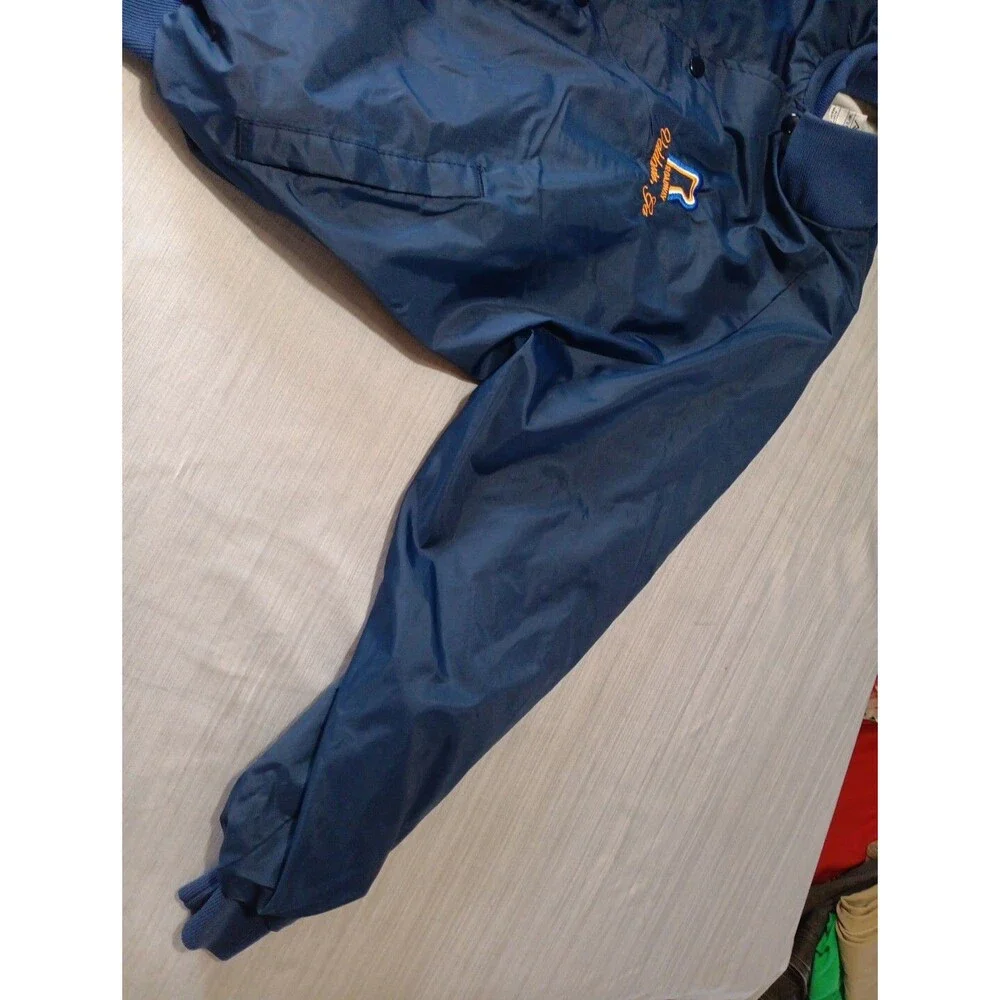 Vintage 80s Artex Roadway Valdosta Ga Satin Bomber Jacket Size Large Blue USA
